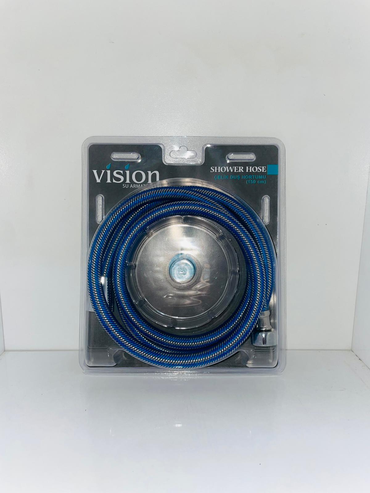 VİSİON YERLİ MAVİ ÇELİK DUŞ HORTUMU (PİRİNÇ SOMUN)